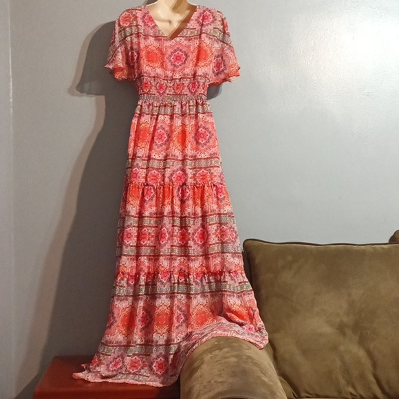 Rabbit, Rabbit, Rabbit designs women's multi color pink maxi dress - Picture 12 of 17